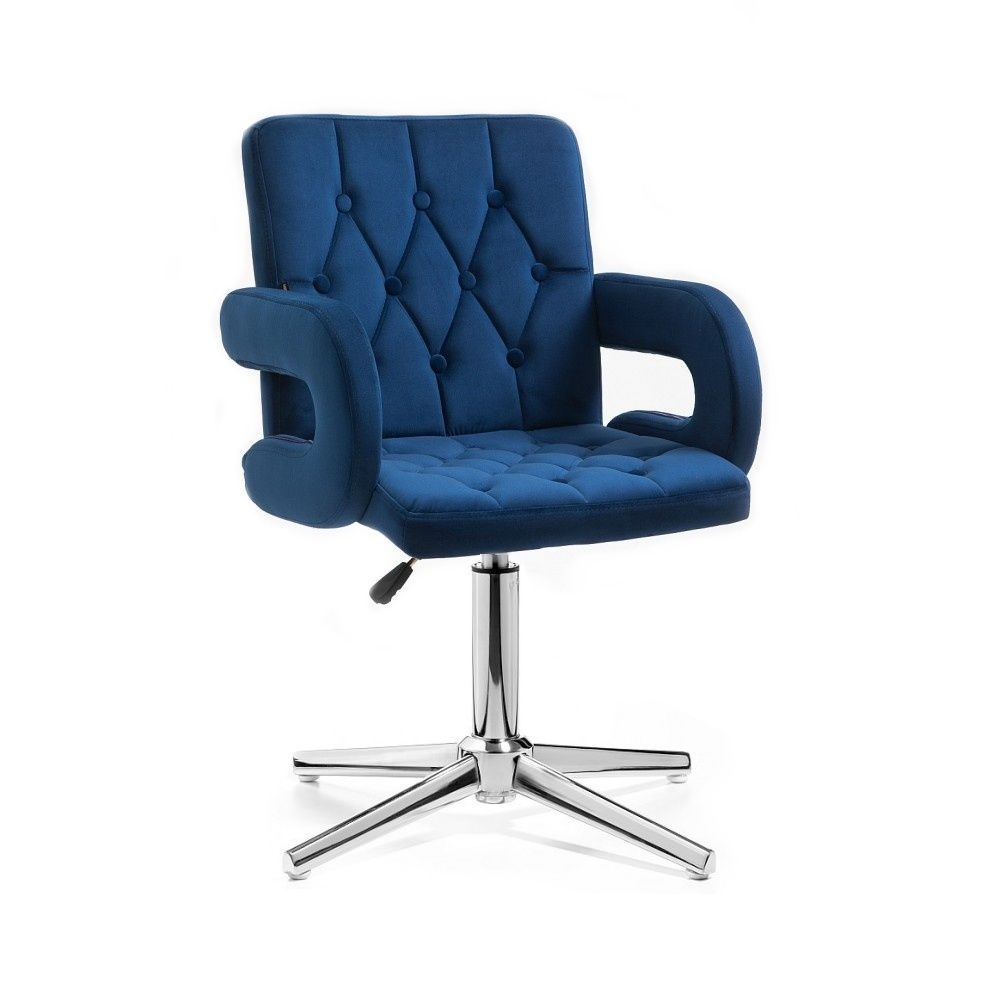 LuxuryForm Kosmetická židle BOSTON VELUR na stříbrném kříži - modrá