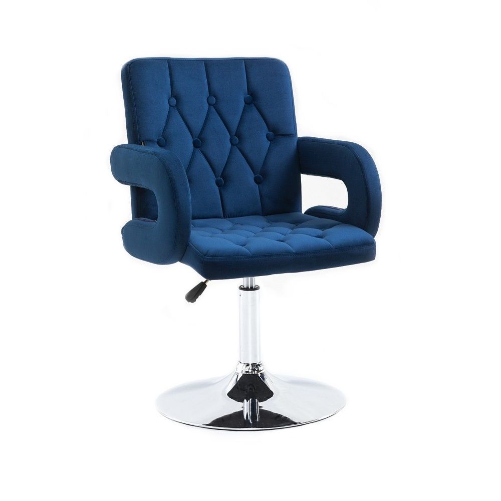 LuxuryForm Kosmetická židle BOSTON VELUR na stříbrném talíři - modrá
