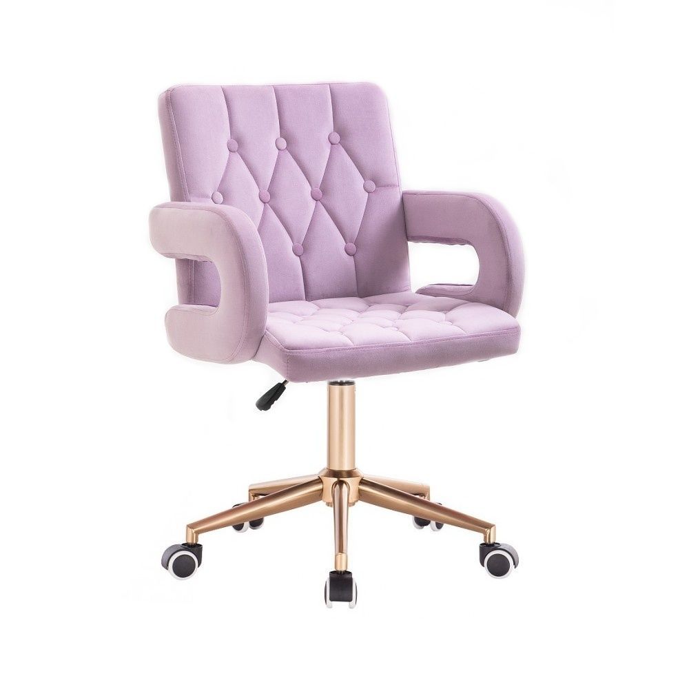 LuxuryForm Kosmetická židle BOSTON VELUR na zlaté podstavě s kolečky - fialový vřes