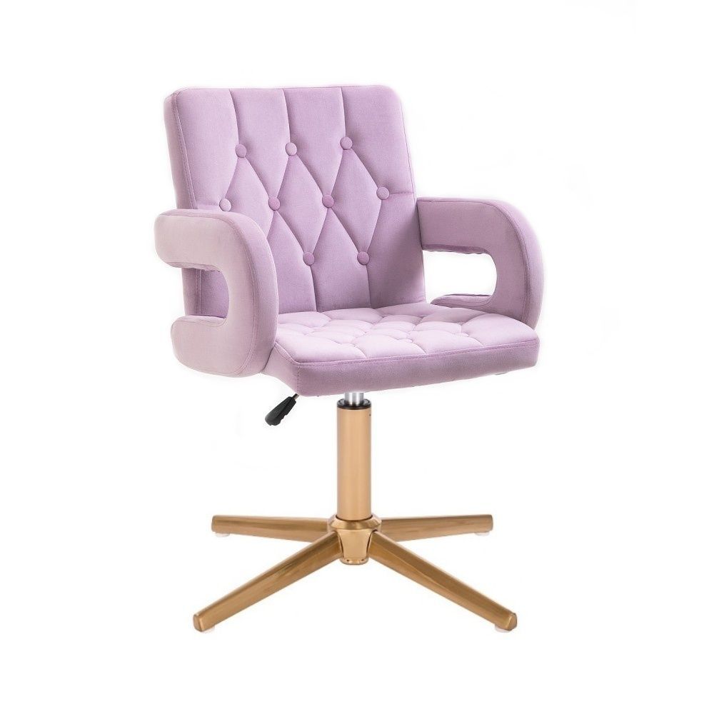 LuxuryForm Kosmetická židle BOSTON VELUR na zlatém kříži - fialový vřes