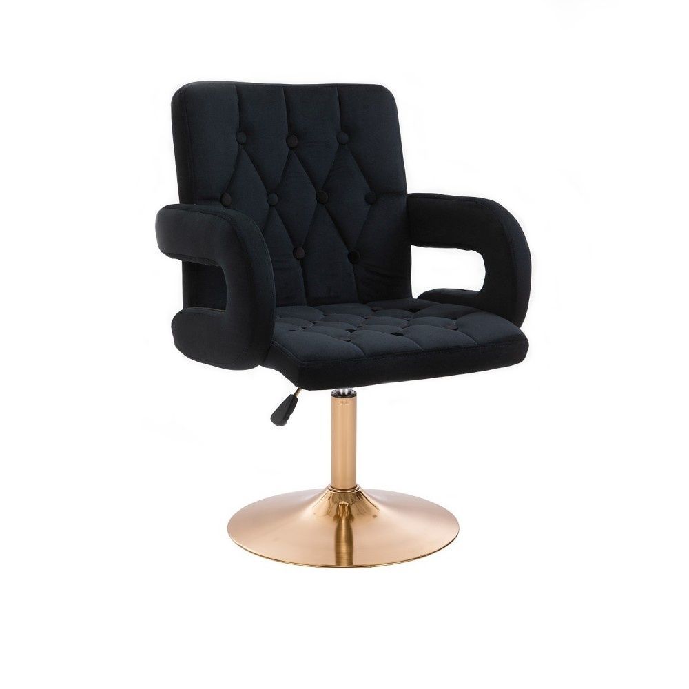 LuxuryForm Kosmetická židle BOSTON VELUR na zlatém talíři - černá