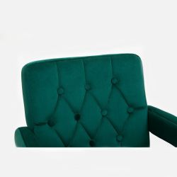 Kosmetická židle BOSTON VELUR na zlatém talíři - zelená