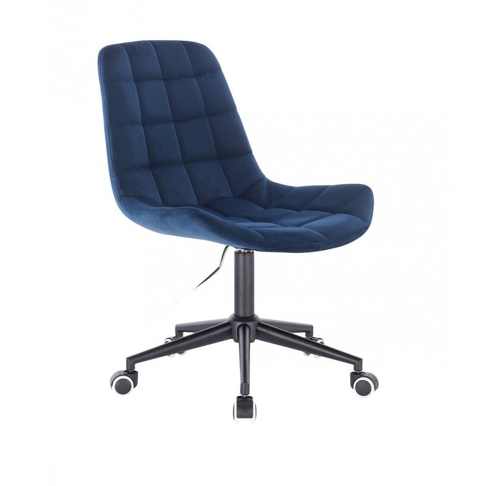 LuxuryForm Kosmetická židle PARIS VELUR na černé podstavě s kolečky - modrá