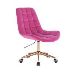 Kosmetická židle PARIS VELUR na zlaté podstavě s kolečky - růžová