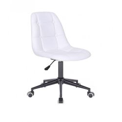 Kosmetická židle SAMSON na černé podstavě s kolečky - bílá