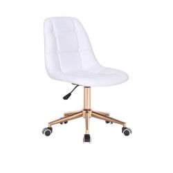 Kosmetická židle SAMSON na zlaté podstavě s kolečky - bílá