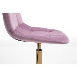 Kosmetická židle SAMSON VELUR na stříbrné podstavě s kolečky - fialový vřes