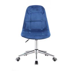 Kosmetická židle SAMSON VELUR na stříbrné podstavě s kolečky - modrá