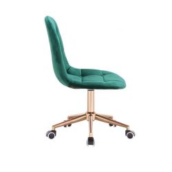 Kosmetická židle SAMSON VELUR na zlaté podstavě s kolečky - zelená