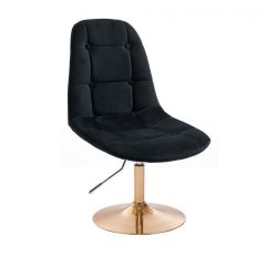 Kosmetická židle SAMSON VELUR na zlatém talíři - černá
