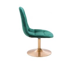 Kosmetická židle SAMSON VELUR na zlatém talíři - zelená