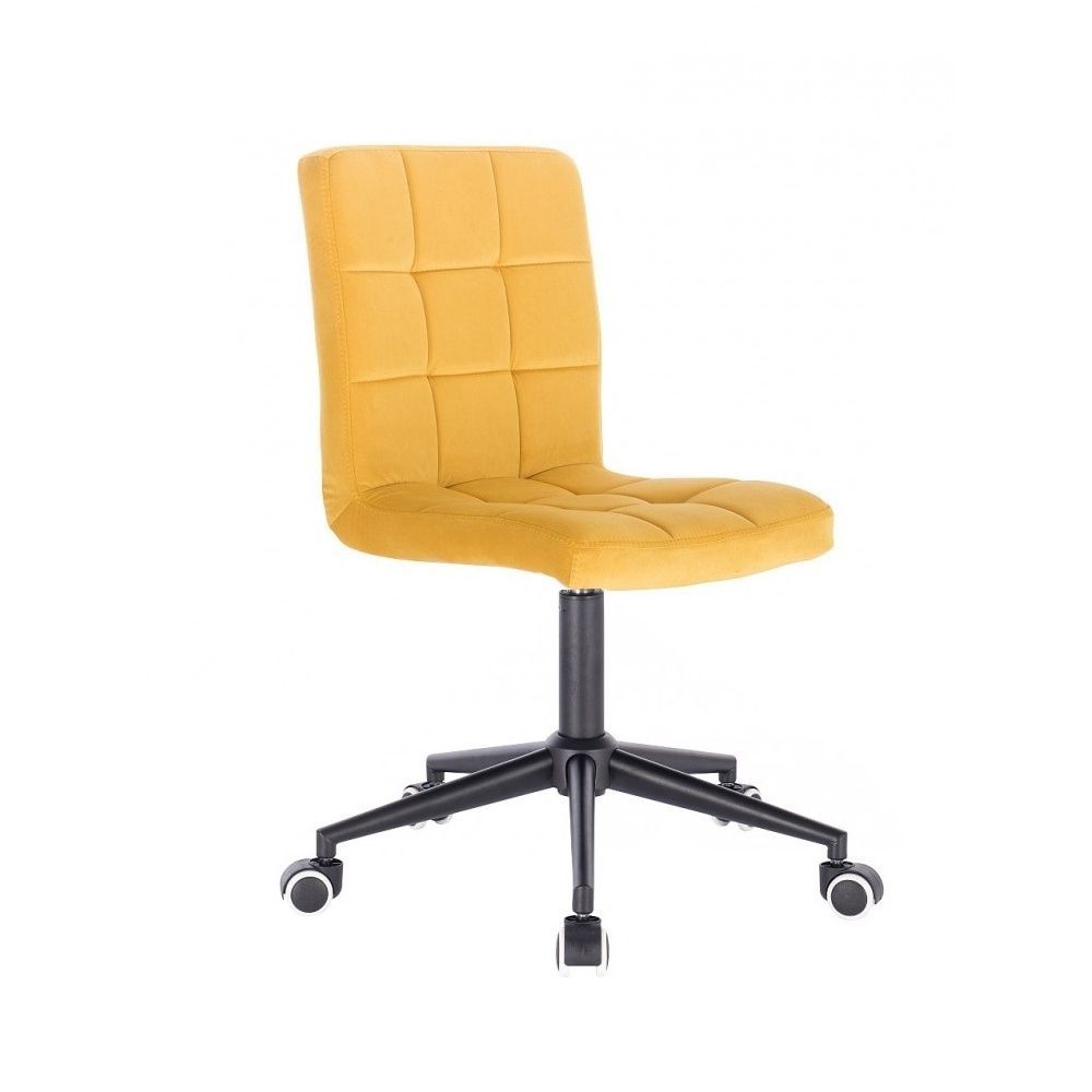 LuxuryForm Kosmetická židle TOLEDO VELUR na černé podstavě s kolečky - žlutá