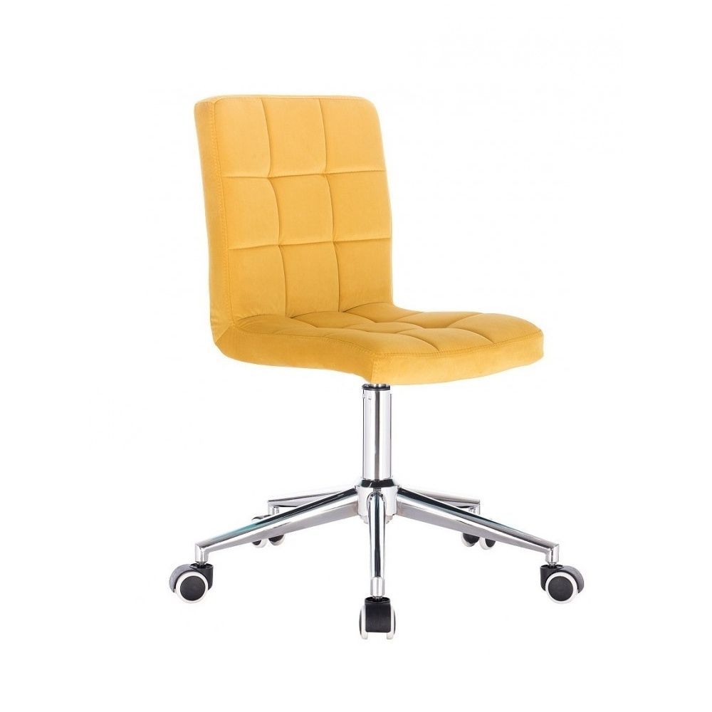 LuxuryForm Kosmetická židle TOLEDO VELUR na stříbrné podstavě s kolečky - žlutá