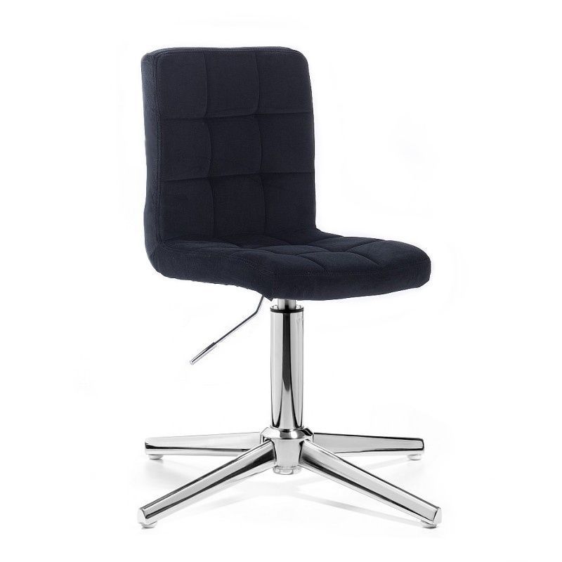 LuxuryForm Kosmetická židle TOLEDO VELUR na stříbrném kříži - černá