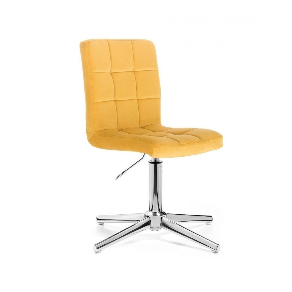 LuxuryForm Kosmetická židle TOLEDO VELUR na stříbrném kříži - žlutá