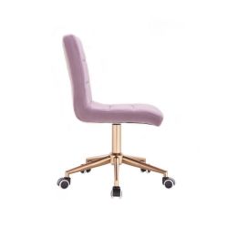 Kosmetická židle TOLEDO VELUR na zlaté podstavě s kolečky - fialový vřes