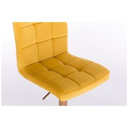 Kosmetická židle TOLEDO VELUR na zlatém kříži - žlutá
