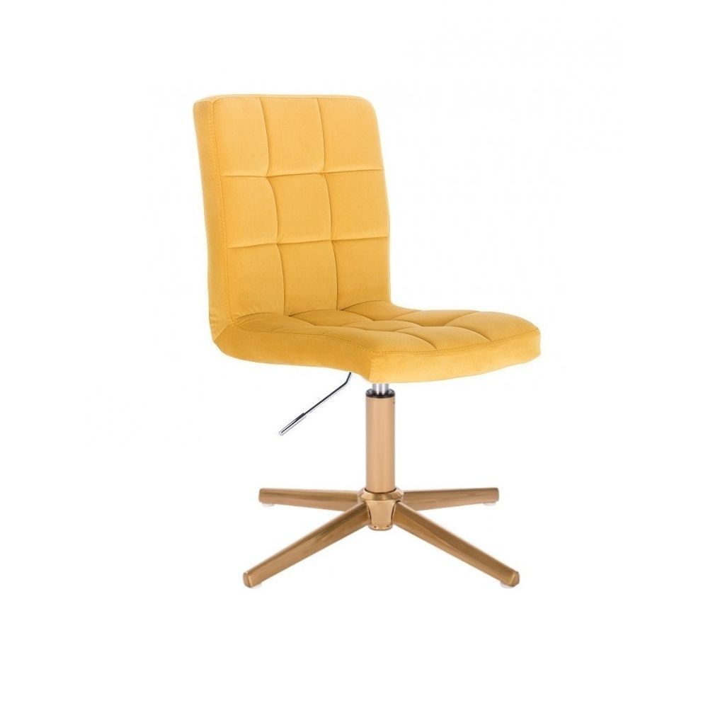 LuxuryForm Kosmetická židle TOLEDO VELUR na zlatém kříži - žlutá