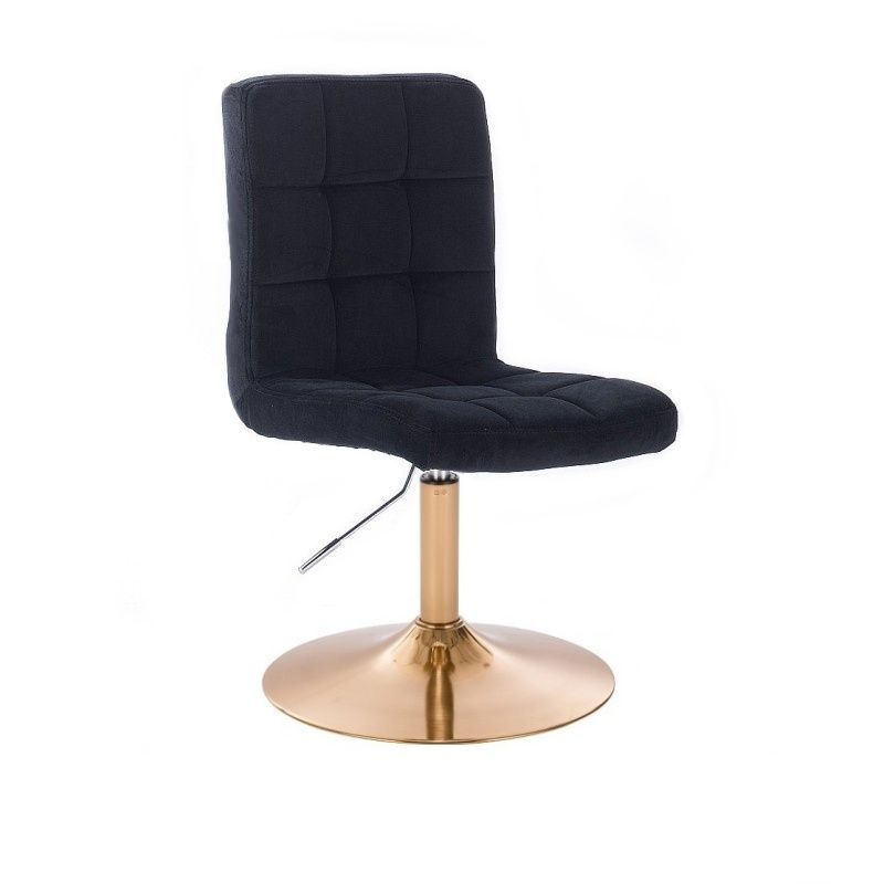 LuxuryForm Kosmetická židle TOLEDO VELUR na zlatém talíři - černá