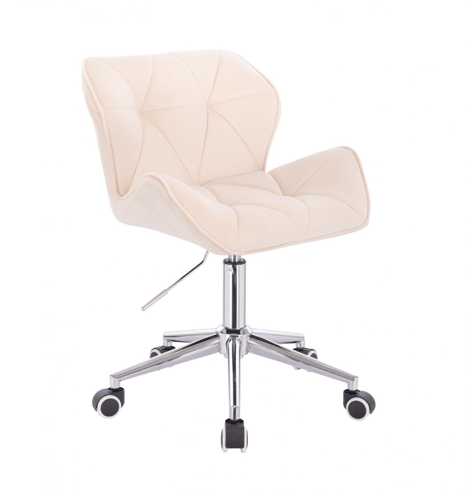 LuxuryForm Kosmetická židle MILANO VELUR na stříbrné podstavě s kolečky - krémová