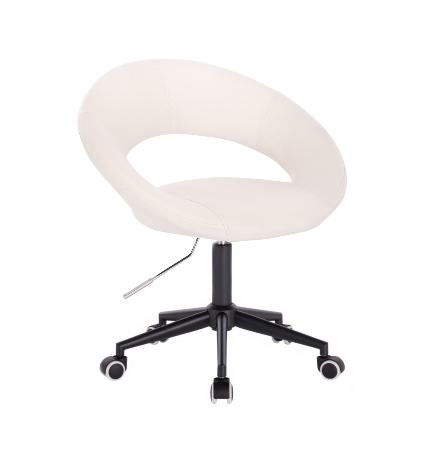 LuxuryForm Kosmetická židle NAPOLI na černé podstavě s kolečky - bílá