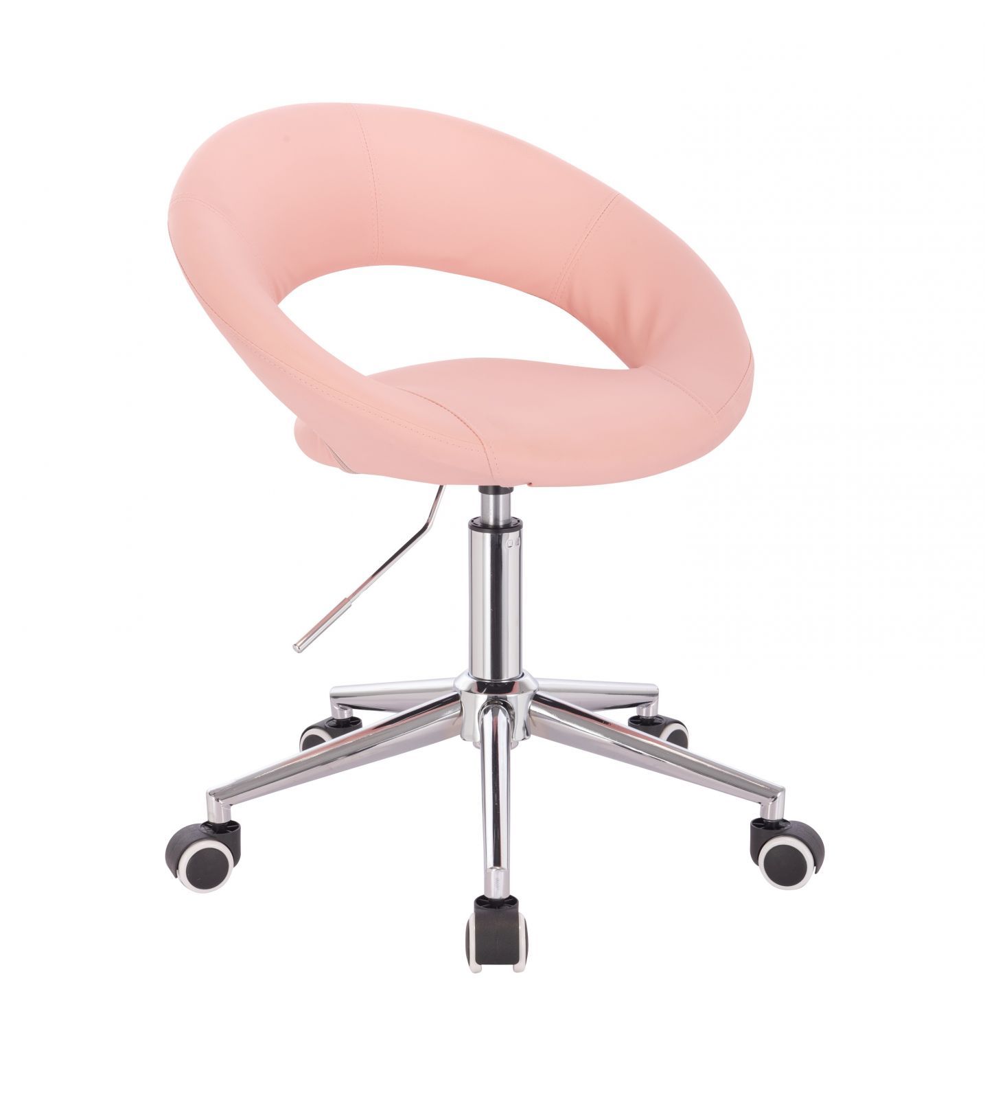 LuxuryForm Kosmetická židle NAPOLI na stříbrné podstavě s kolečky - růžová