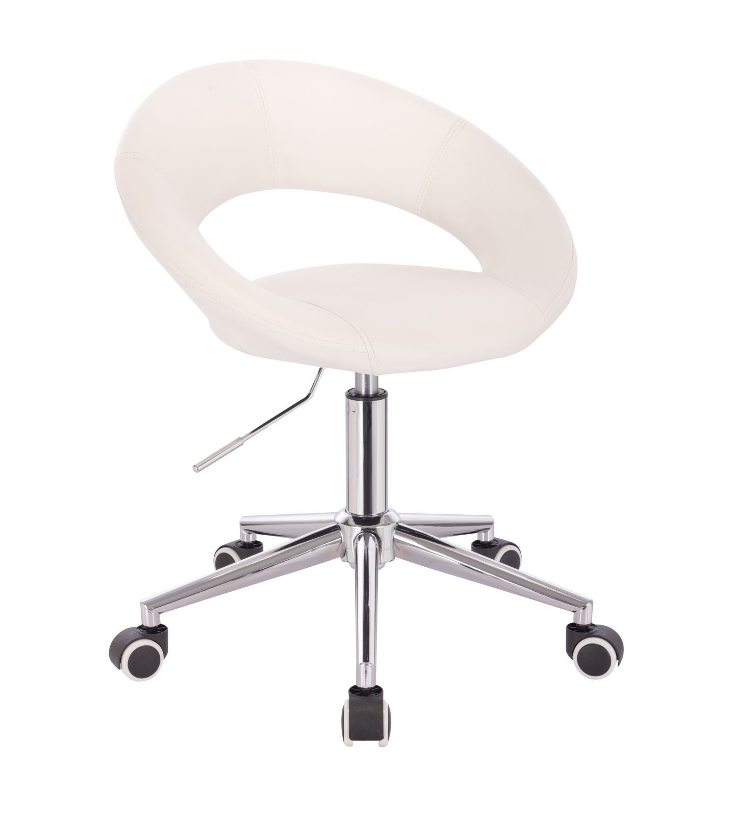 LuxuryForm Kosmetická židle NAPOLI na stříbrné podstavě s kolečky - bílá
