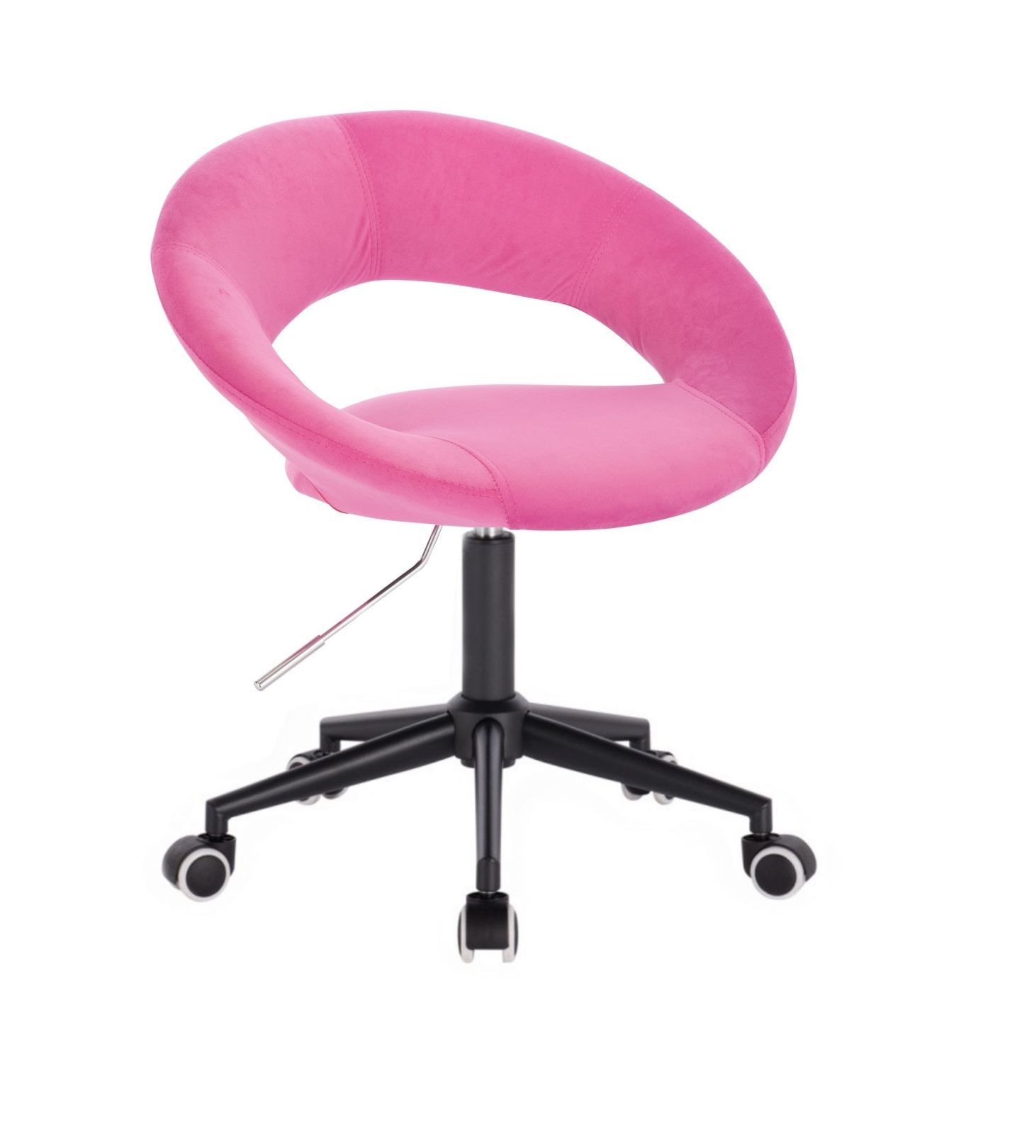 LuxuryForm Kosmetická židle NAPOLI VELUR na černé podstavě s kolečky - růžová
