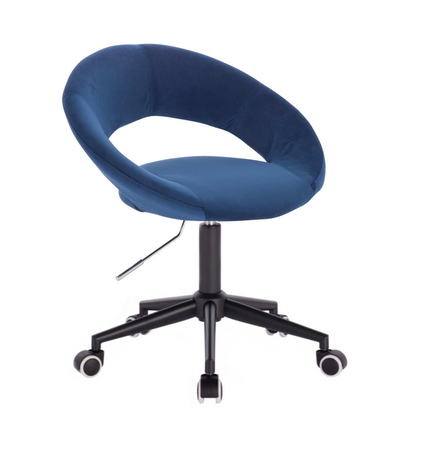 LuxuryForm Kosmetická židle NAPOLI VELUR na černé podstavě s kolečky - modrá