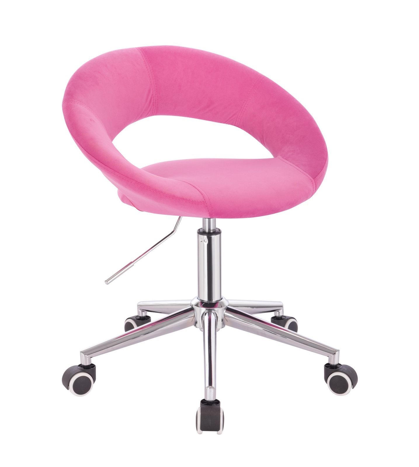 LuxuryForm Kosmetická židle NAPOLI VELUR na stříbrné podstavě s kolečky - růžová