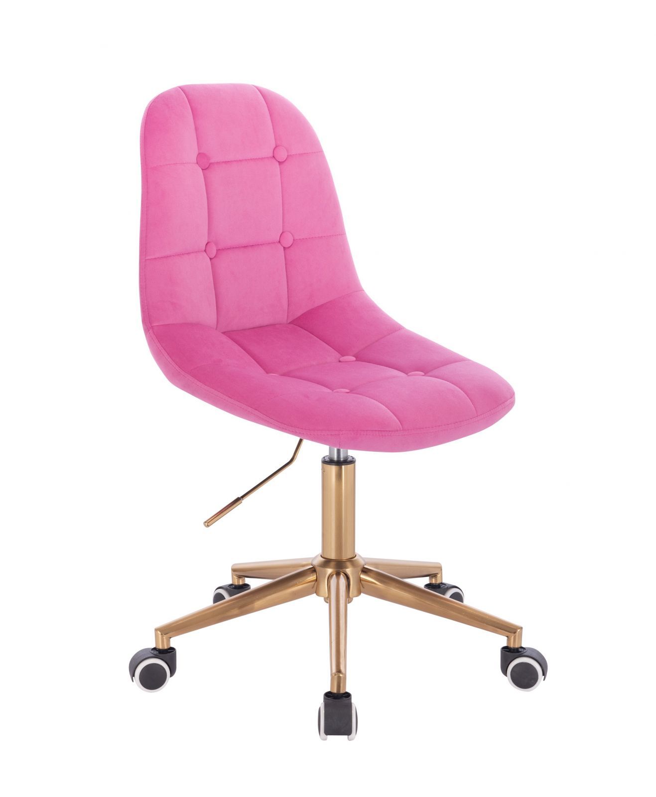 LuxuryForm Kosmetická židle SAMSON VELUR na zlaté podstavě s kolečky - růžová