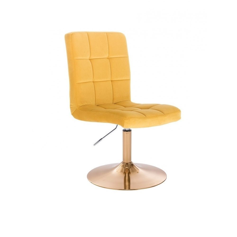 LuxuryForm Kosmetická židle TOLEDO VELUR na zlatém talíři - žlutá