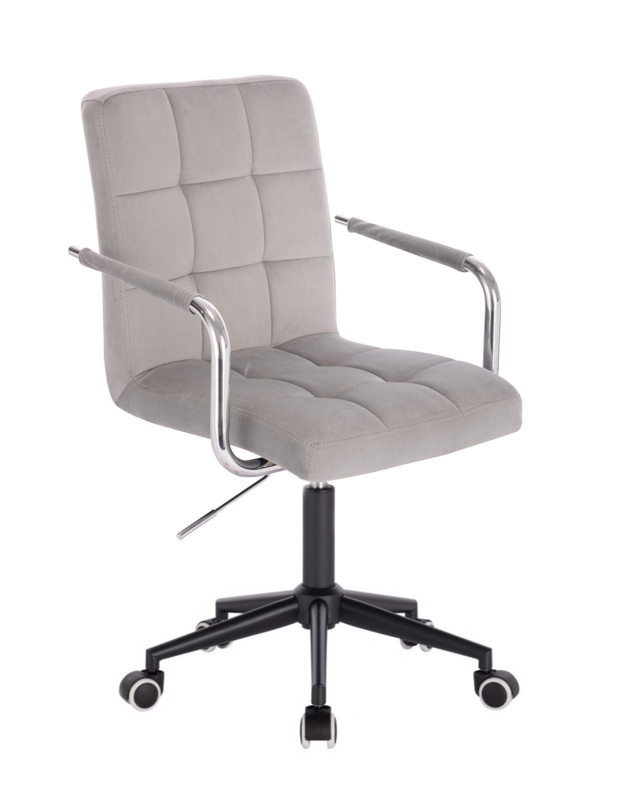LuxuryForm Kosmetická židle VERONA VELUR na černé podstavě s kolečky - světle šedá