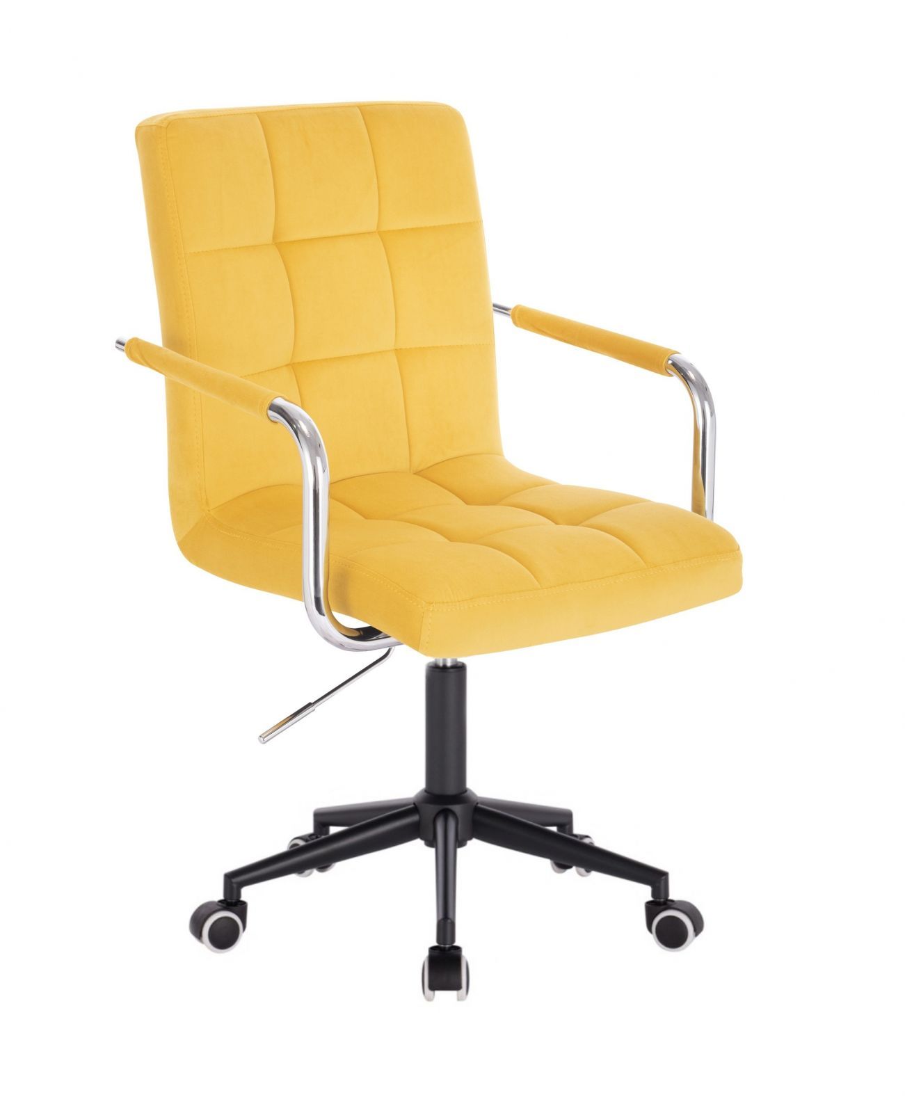 LuxuryForm Kosmetická židle VERONA VELUR na černé podstavě s kolečky - žlutá