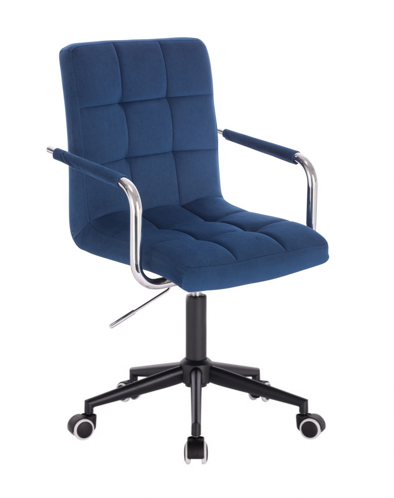 LuxuryForm Kosmetická židle VERONA VELUR na černé podstavě s kolečky - modrá