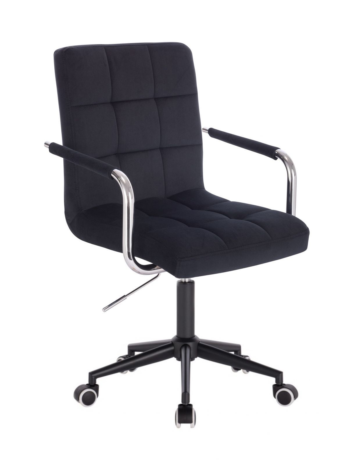 LuxuryForm Kosmetická židle VERONA VELUR na černé podstavě s kolečky - černá