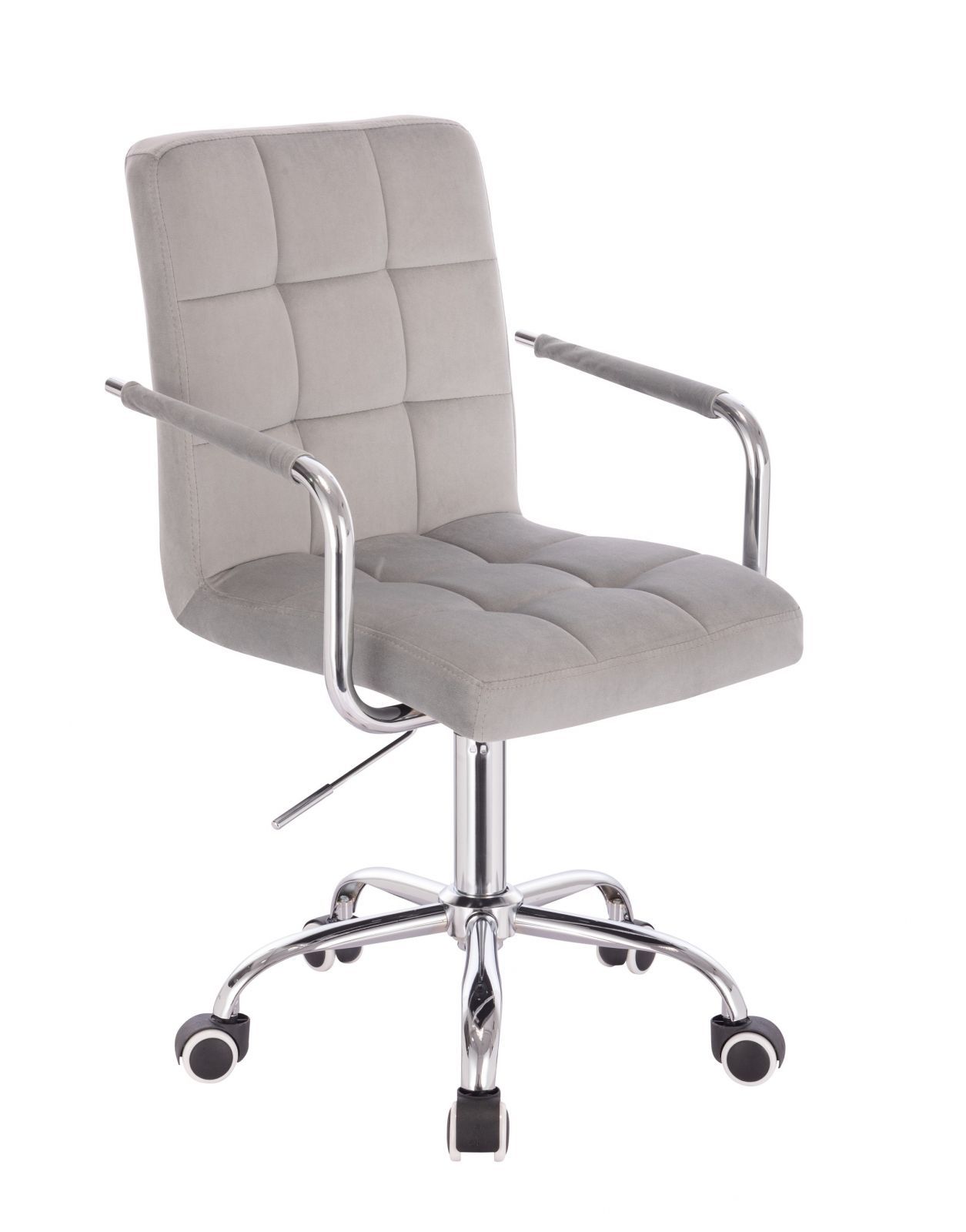 LuxuryForm Kosmetická židle VERONA VELUR na stříbrné podstavě s kolečky - světle šedá