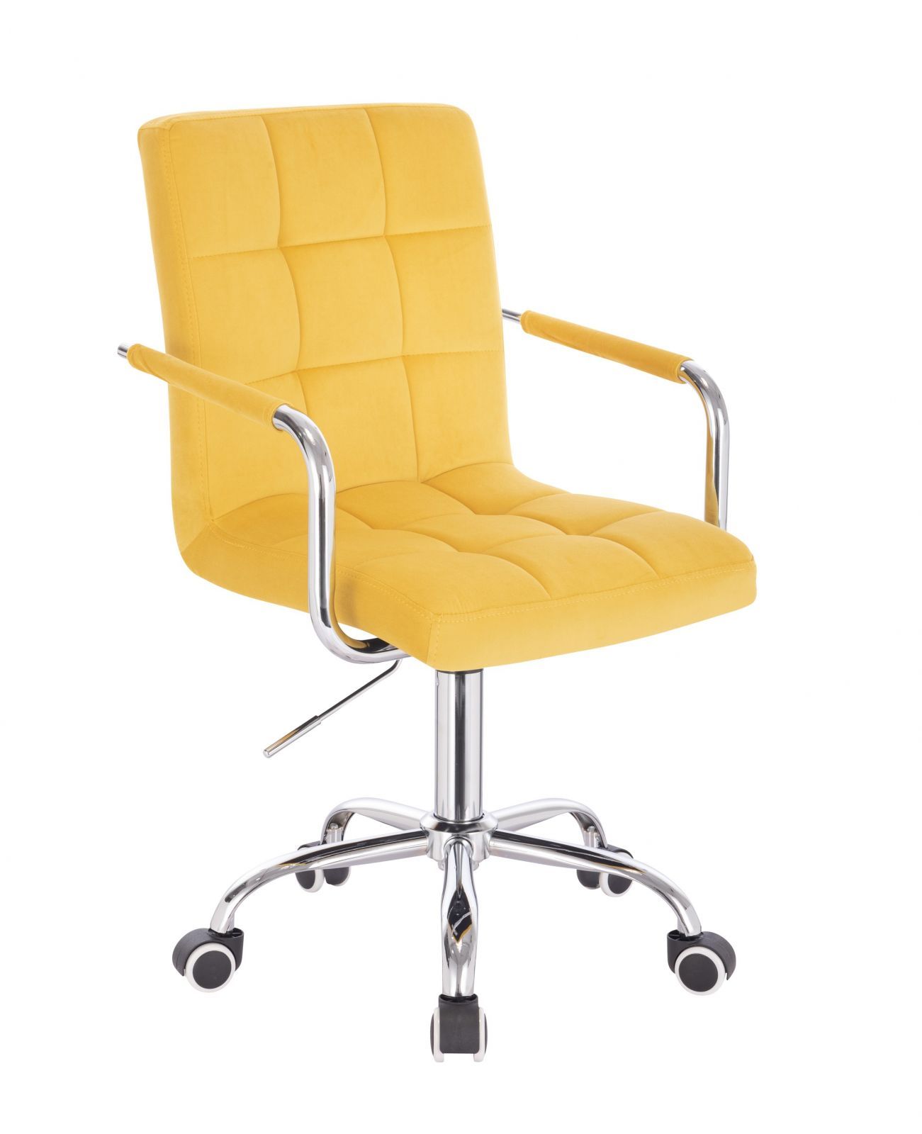 LuxuryForm Kosmetická židle VERONA VELUR na stříbrné podstavě s kolečky - žlutá