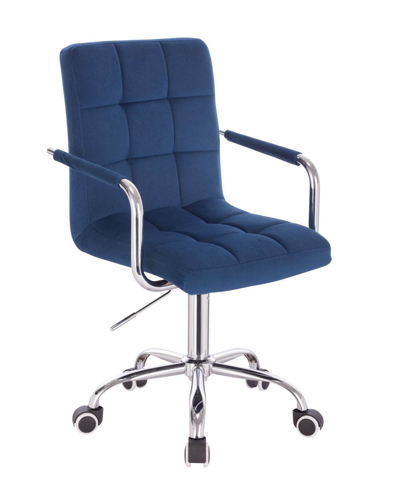 LuxuryForm Kosmetická židle VERONA VELUR na stříbrné podstavě s kolečky - modrá