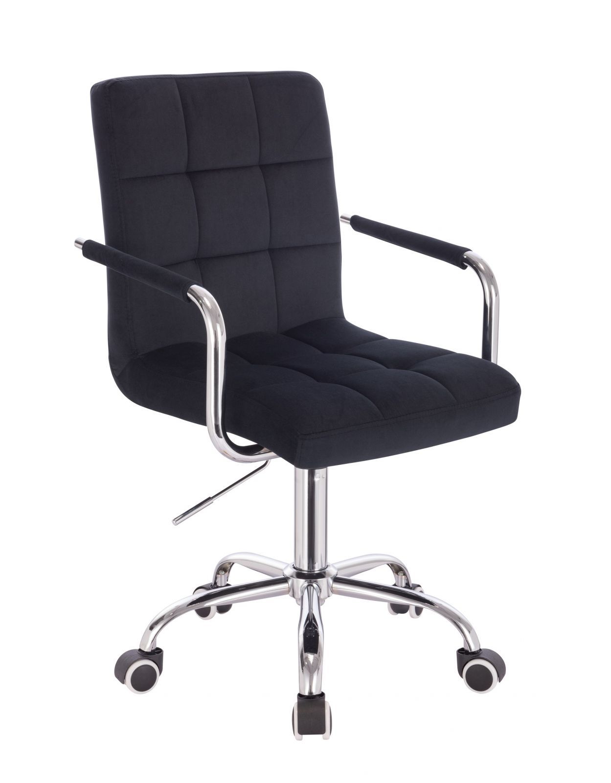 LuxuryForm Kosmetická židle VERONA VELUR na stříbrné podstavě s kolečky - černá