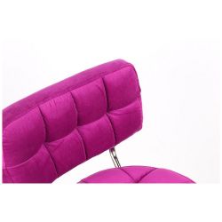 Kosmetická židle VIGO VELUR na stříbrné základně s kolečky - tmavě růžová