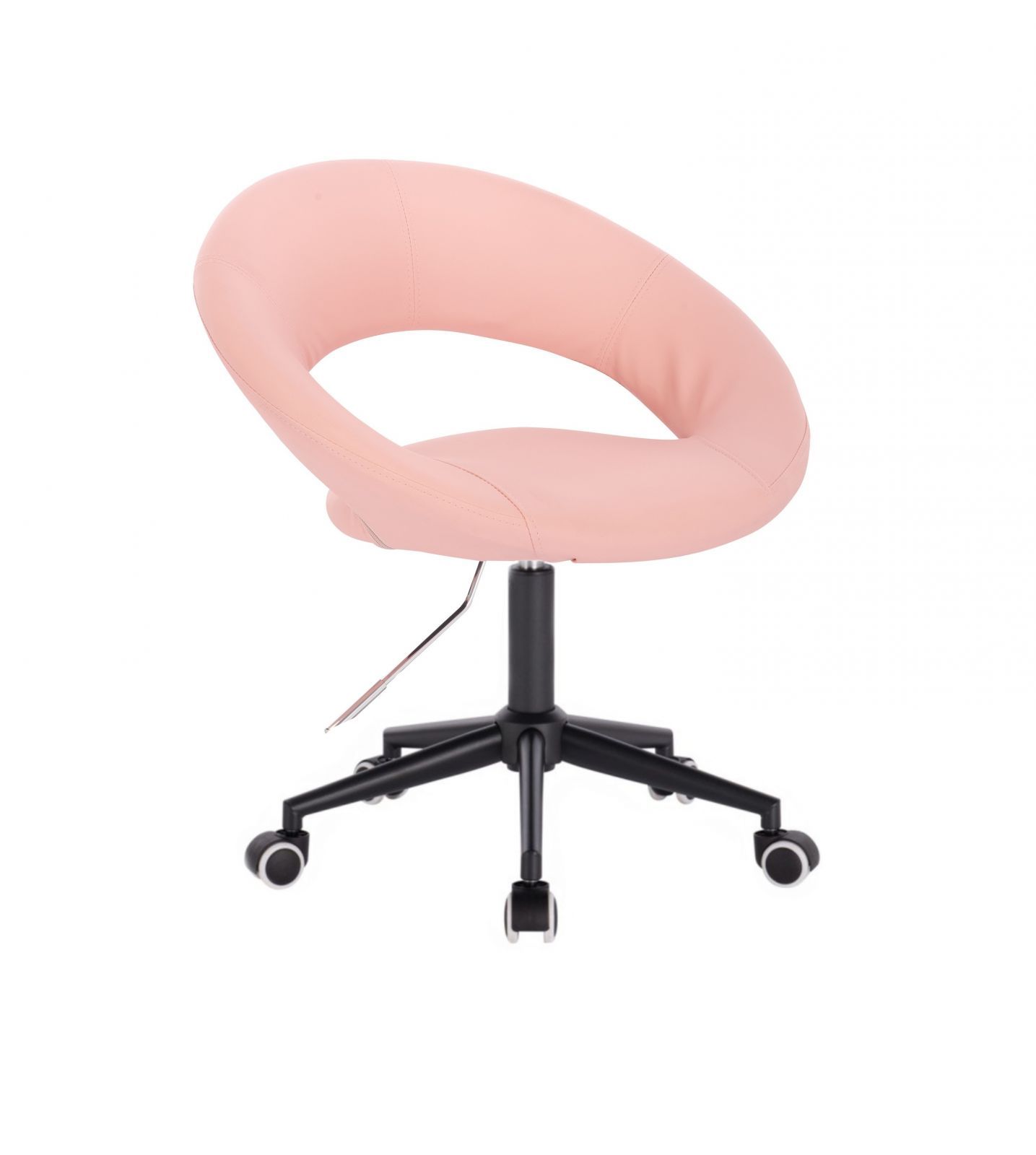 LuxuryForm Kosmetická židle NAPOLI na černé podstavě s kolečky - růžová