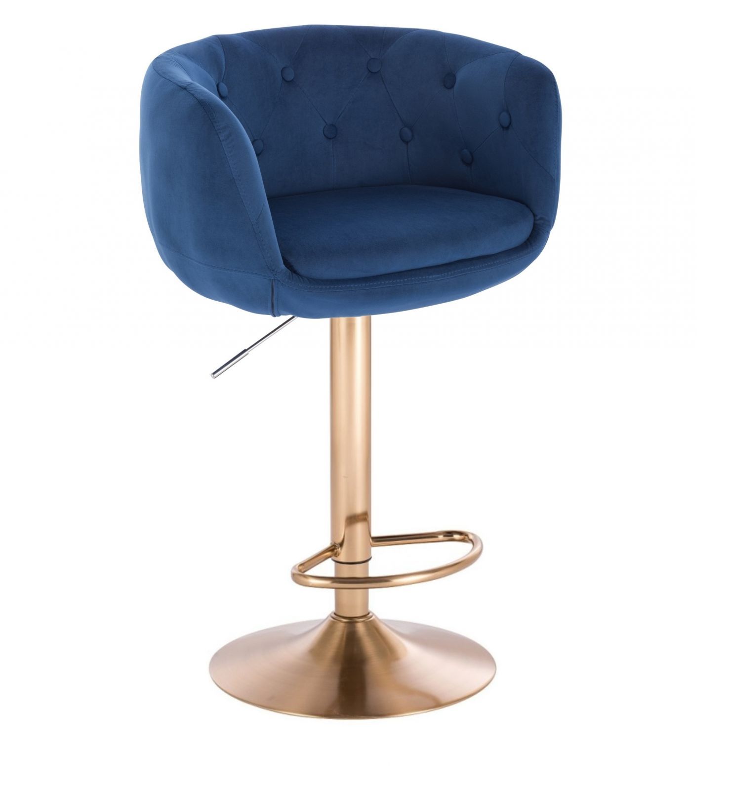 LuxuryForm Barová židle MONTANA VELUR na zlatém talíři - modrá