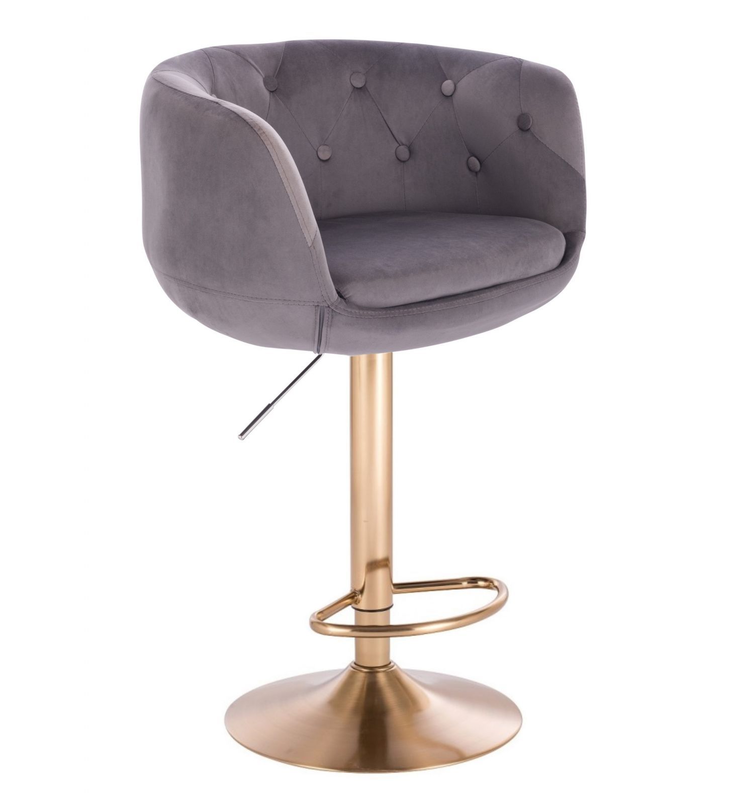 LuxuryForm Barová židle MONTANA VELUR na zlatém talíři - šedá