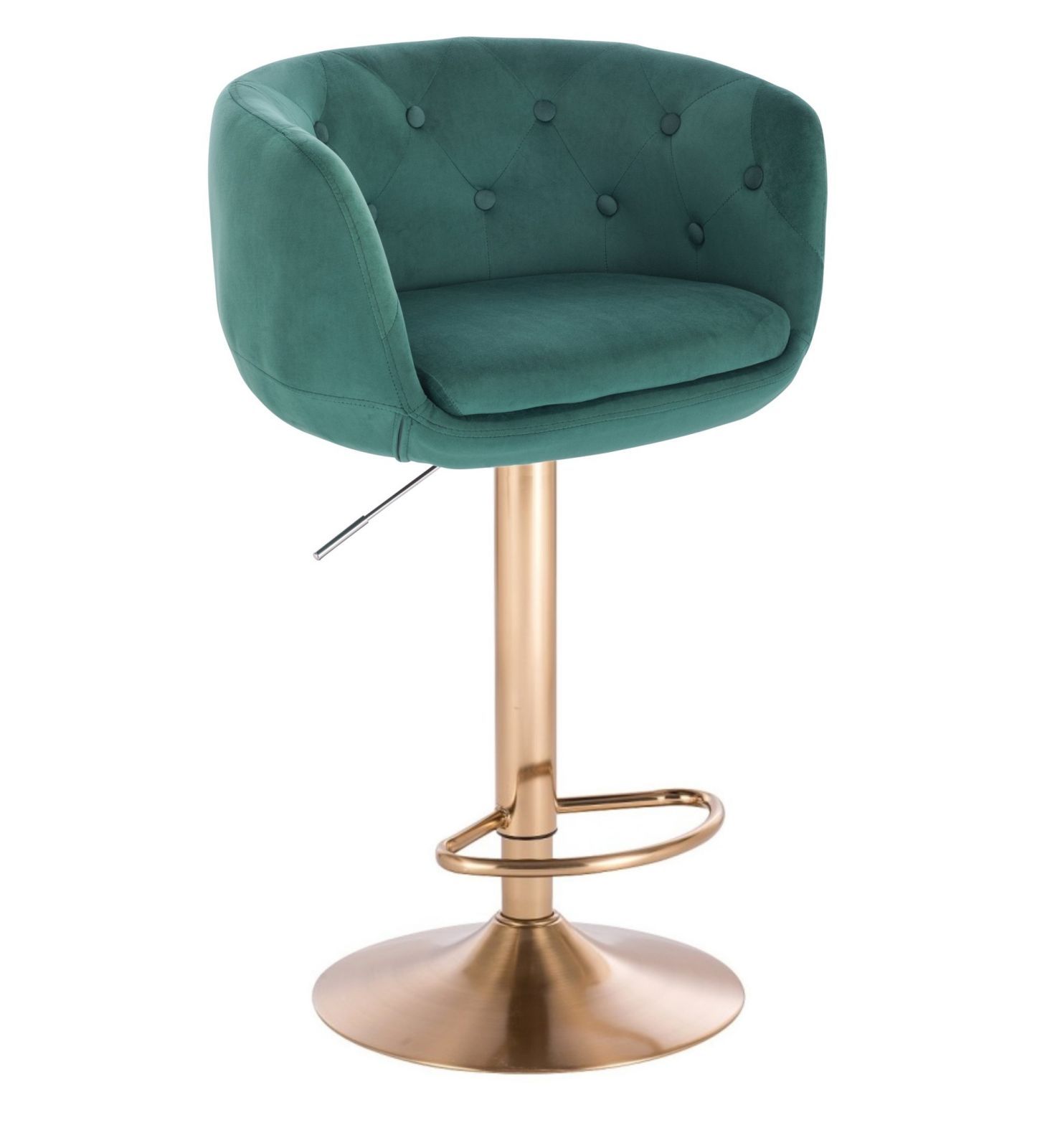 LuxuryForm Barová židle MONTANA VELUR na zlatém talíři - zelená