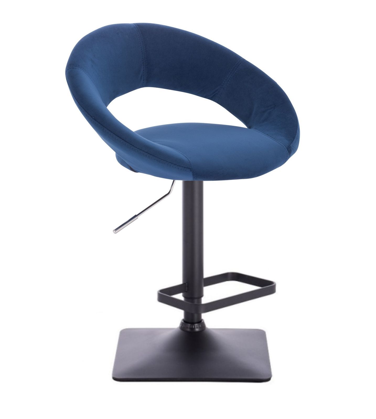 LuxuryForm Barová židle NAPOLI VELUR na černé podstavě - modrá