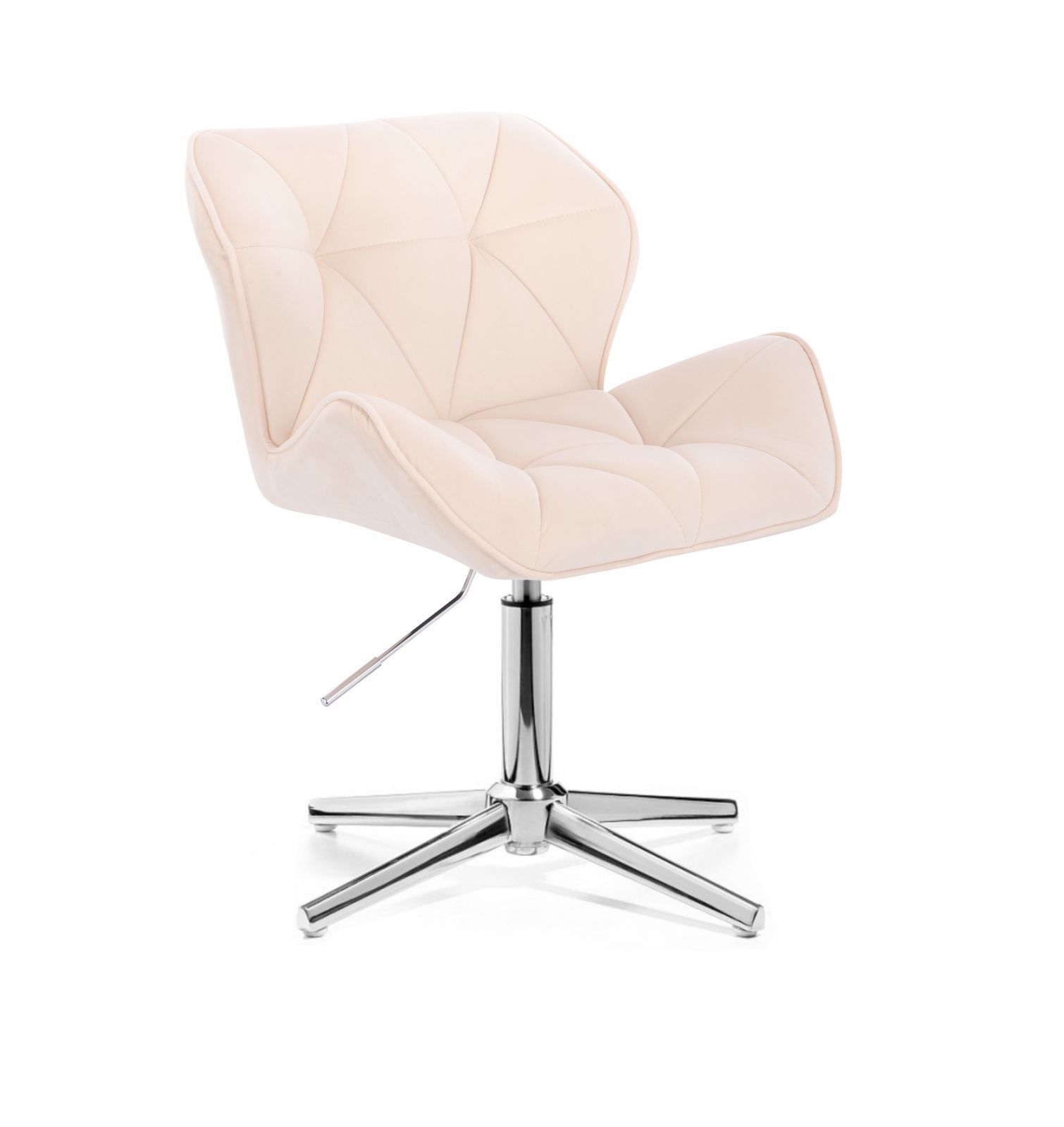 LuxuryForm Kosmetická židle MILANO VELUR na stříbrném kříži - krémová