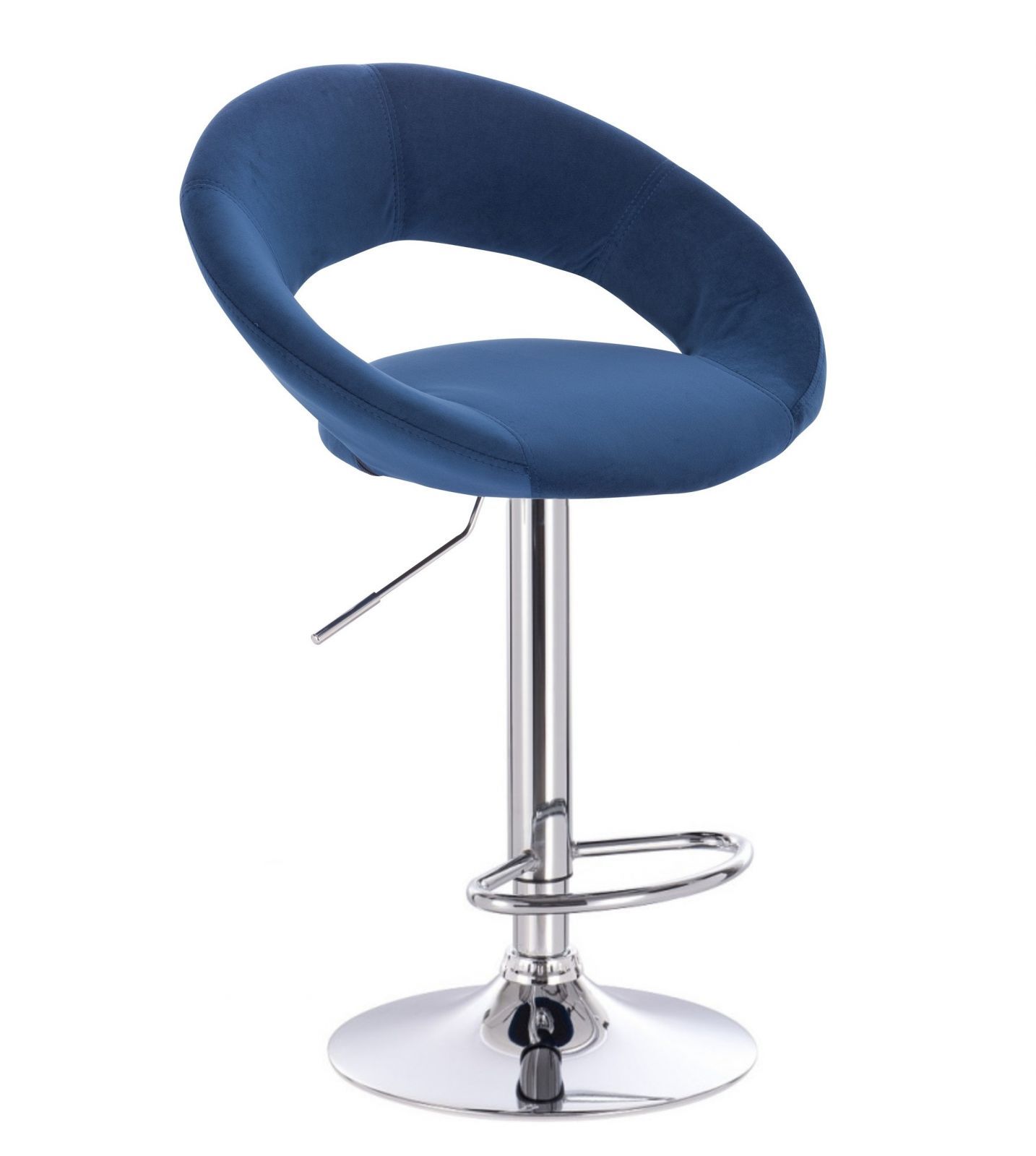 LuxuryForm Barová židle NAPOLI VELUR na stříbrném talíři - modrá