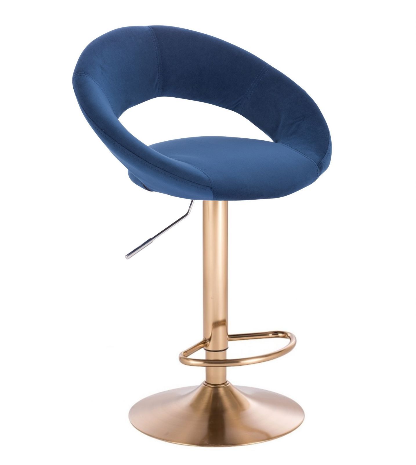 LuxuryForm Barová židle NAPOLI VELUR na zlatém talíři - modrá