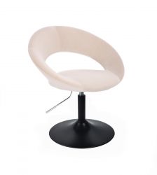 Kosmetická židle NAPOLI VELUR na černém talíři - krémová